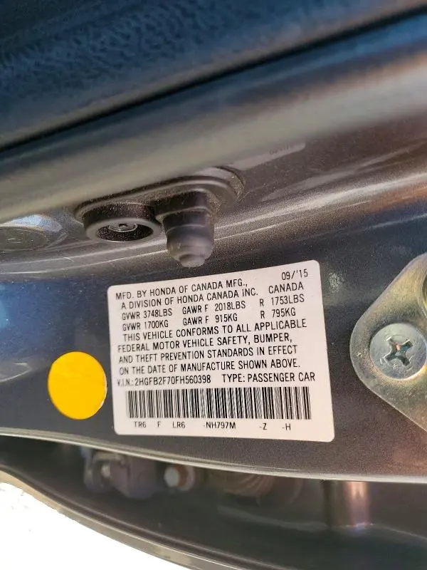 2015 HONDA CIVIC SE  