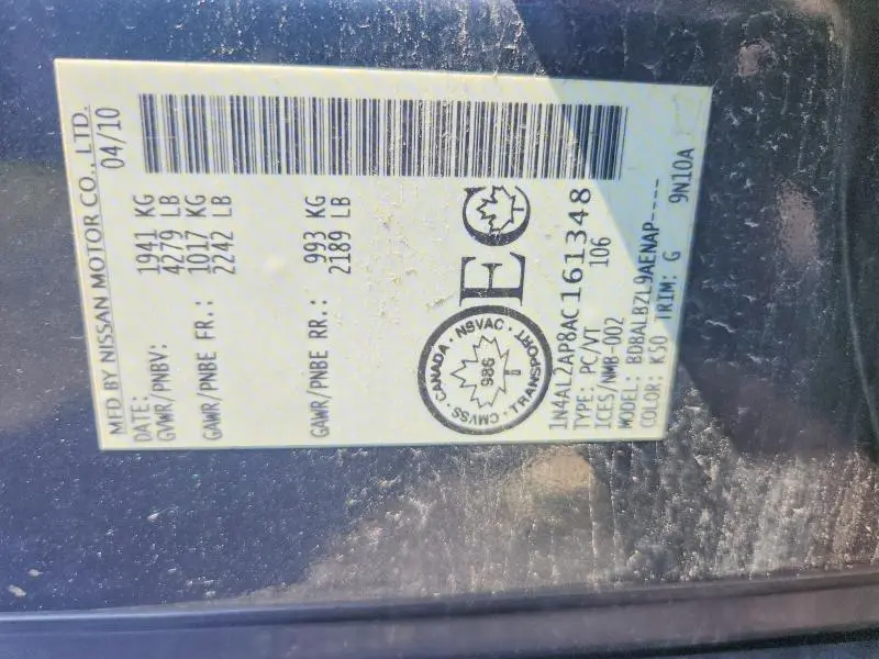 2010 NISSAN ALTIMA 2.5  