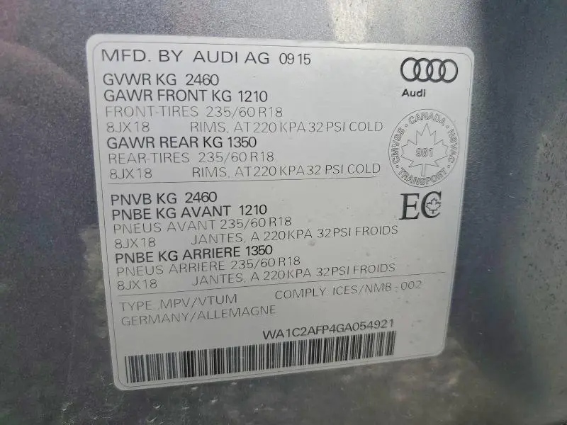 2016 AUDI Q5 PREMIUM  