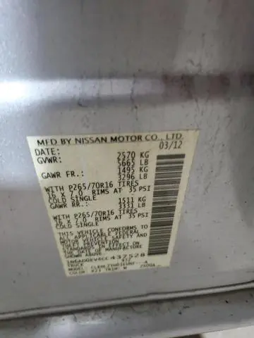 2012 NISSAN FRONTIER S  