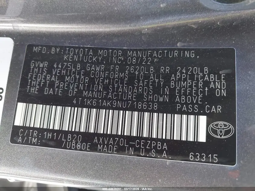 2022 TOYOTA CAMRY XSE