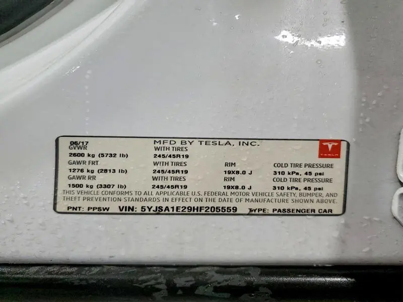 2017 TESLA MODEL S   