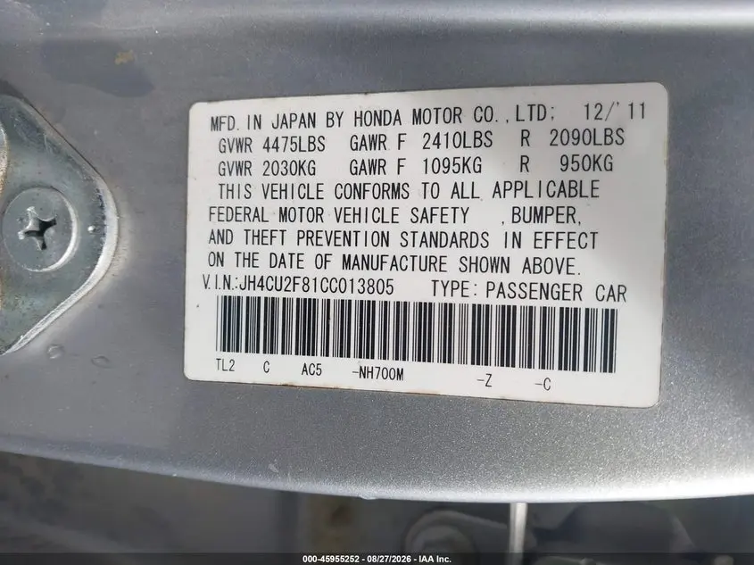 2012 ACURA TSX 2.4