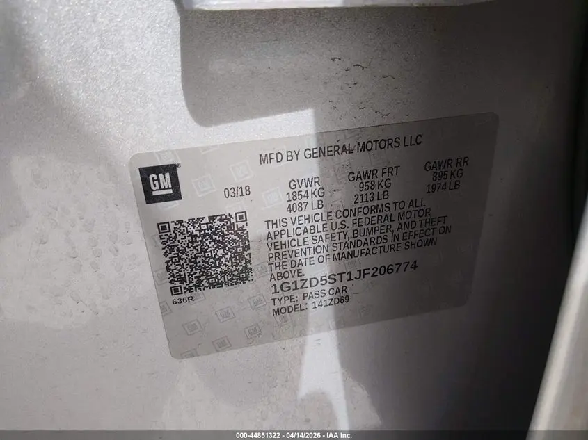 2018 CHEVROLET MALIBU LT