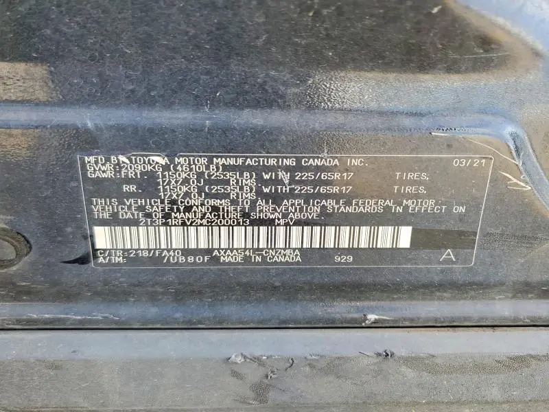 2021 TOYOTA RAV4 XLE  