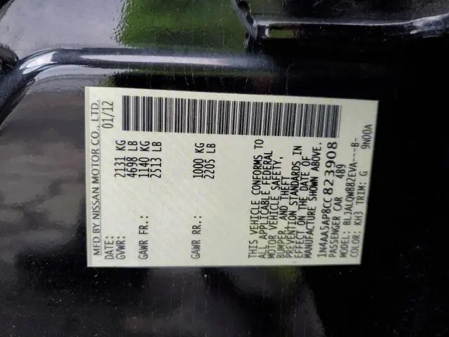 2012 NISSAN MAXIMA S  