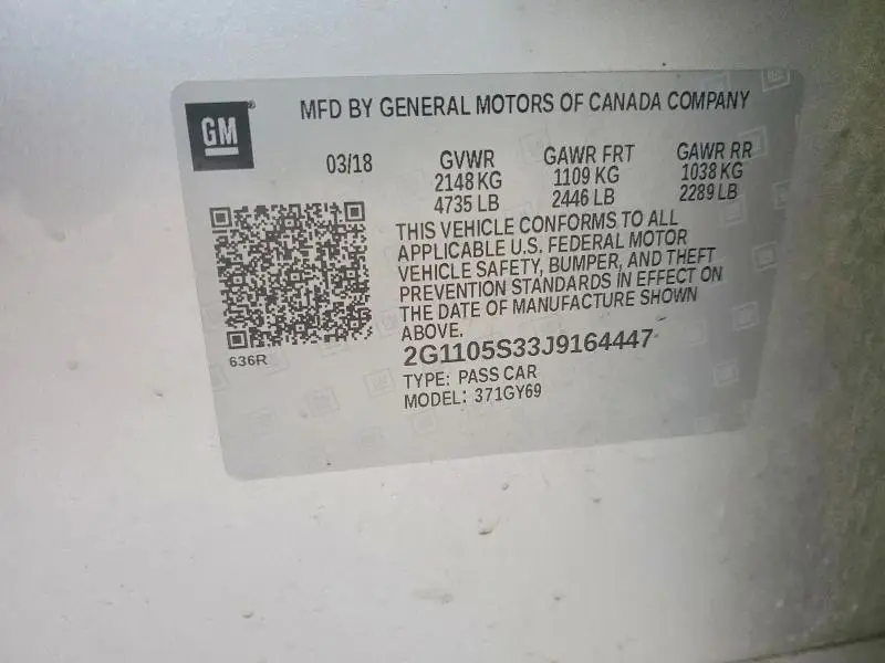 2018 CHEVROLET IMPALA LT  