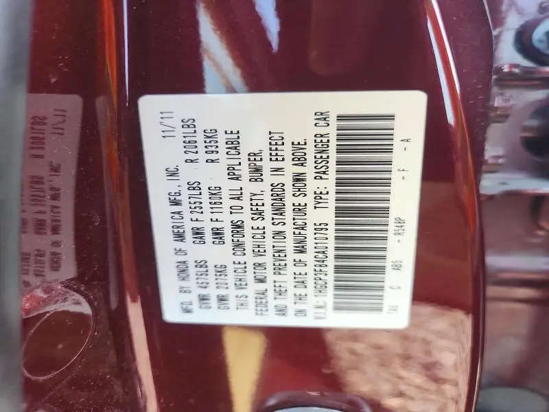 2012 HONDA ACCORD EXL  