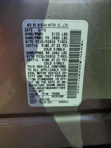 2010 NISSAN MURANO S  