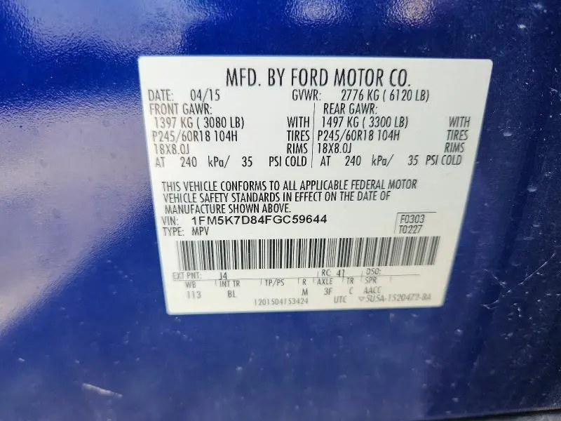 2015 FORD EXPLORER XLT  
