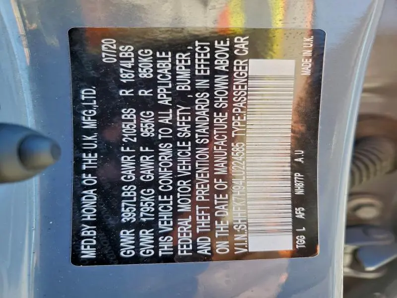 2020 HONDA CIVIC SPORT TOURING  