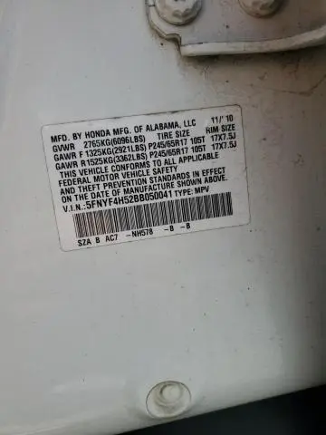 2011 HONDA PILOT EXL