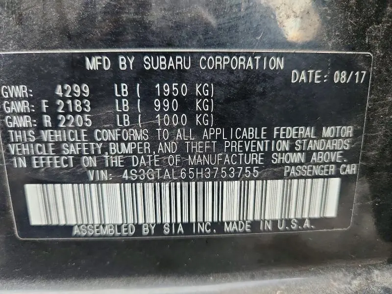 2017 SUBARU IMPREZA SPORT  