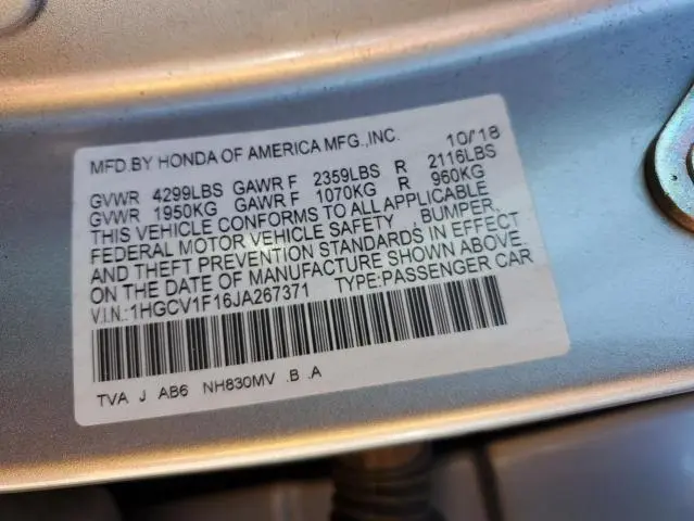 2018 HONDA ACCORD LX  