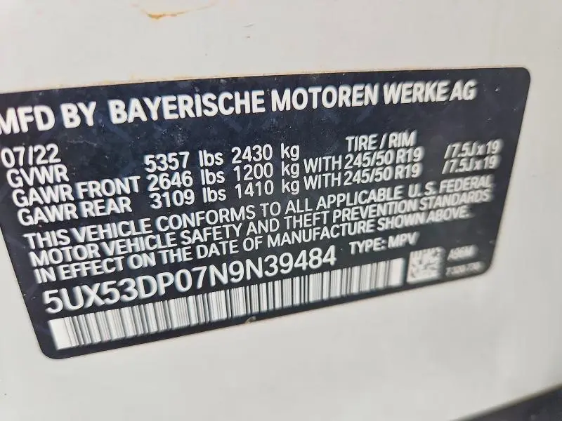 2022 BMW X3 XDRIVE30I  