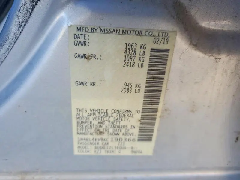 2019 NISSAN ALTIMA SL  