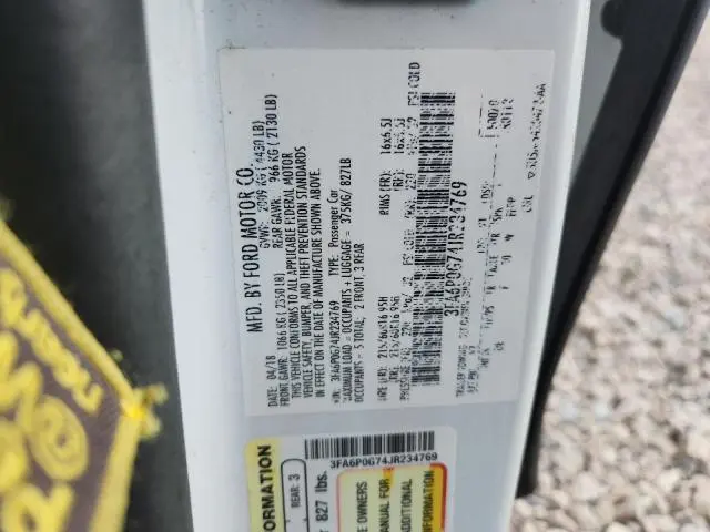 2018 FORD FUSION S  