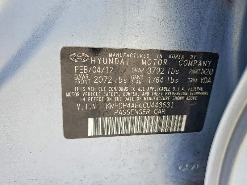 2012 HYUNDAI ELANTRA LIMITED  