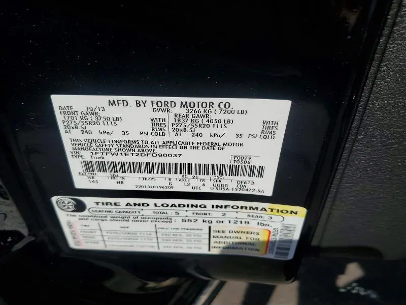 2013 FORD F150 SUPERCREW  