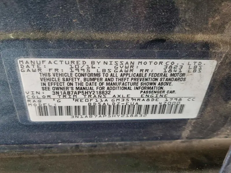 2017 NISSAN SENTRA SV  