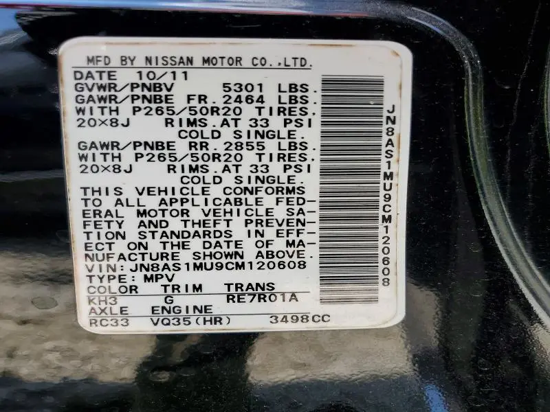 2012 INFINITI FX35 BASE  