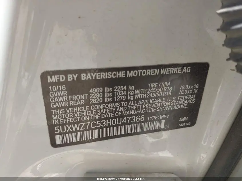 2017 BMW X3 SDRIVE28I