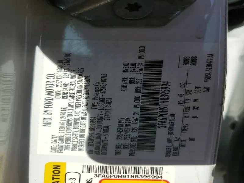 2017 FORD FUSION SE  