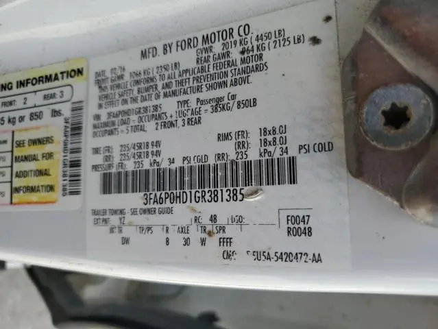 2016 FORD FUSION SE  