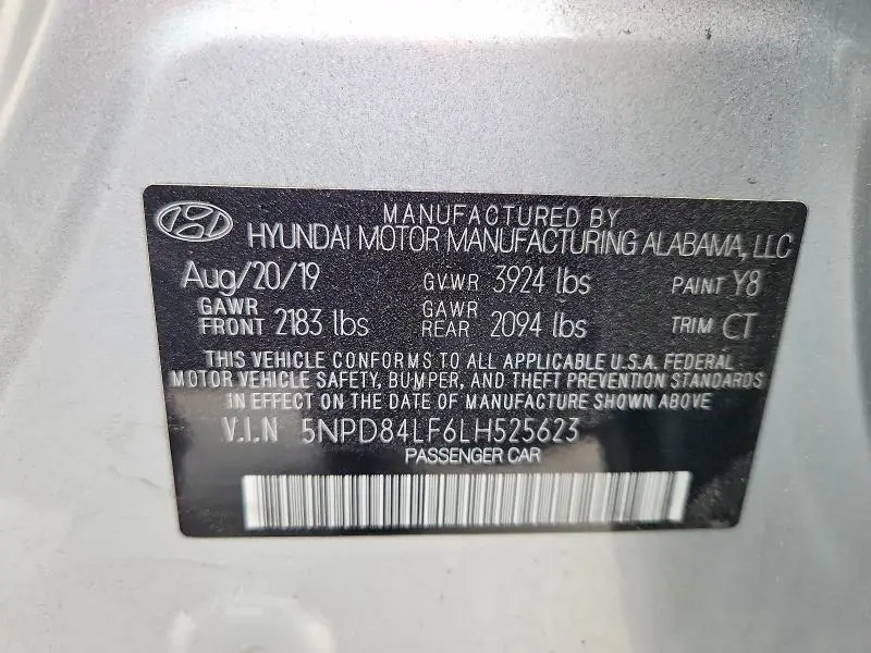 2020 HYUNDAI ELANTRA SEL  