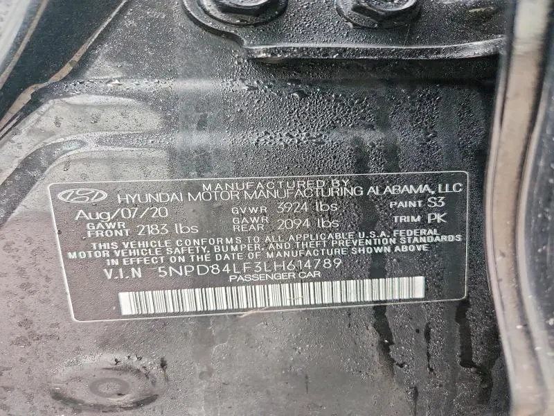 2020 HYUNDAI ELANTRA SEL  