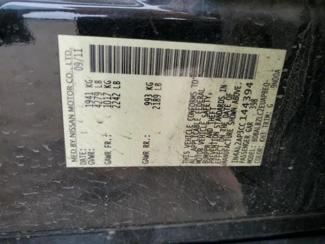 2012 NISSAN ALTIMA BASE  