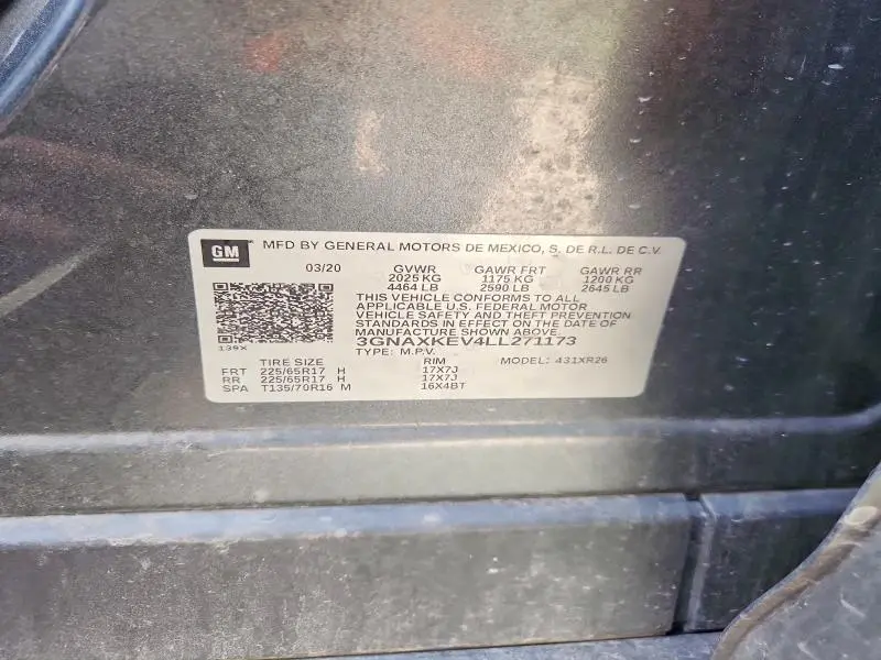 2020 CHEVROLET EQUINOX LT  