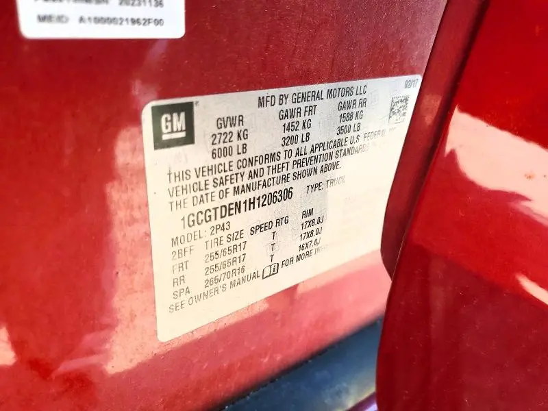 2017 CHEVROLET COLORADO Z71  