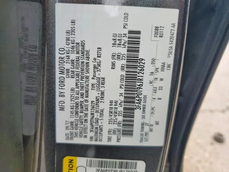 2018 FORD FUSION SE  