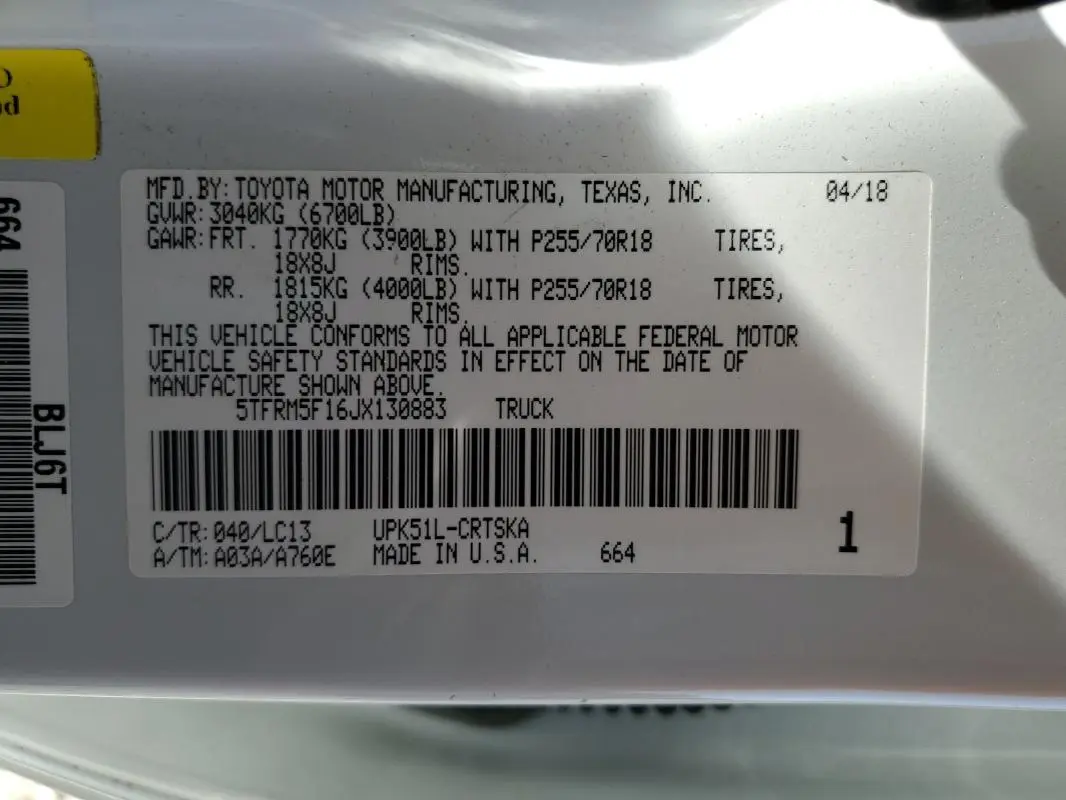 2018 TOYOTA TUNDRA DOUBLE CAB SR  