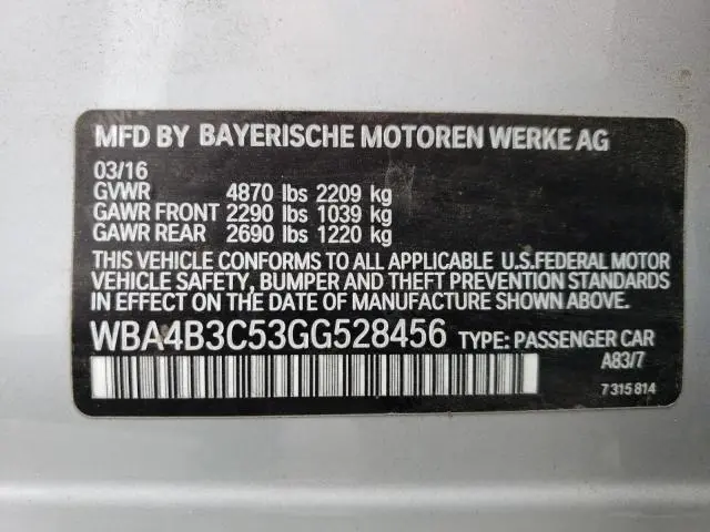 2016 BMW 435 XI GRAN COUPE  