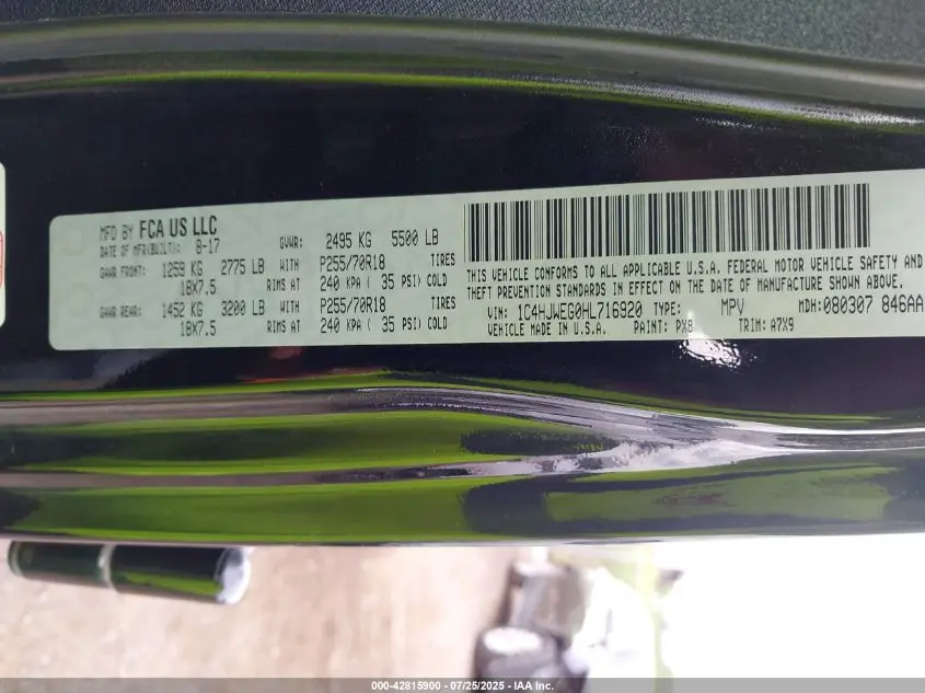 2017 JEEP WRANGLER UNLIMITED SAHARA 4X4