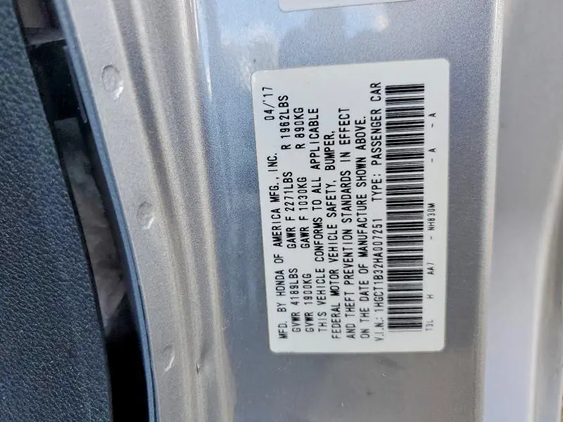 2017 HONDA ACCORD LX-S  