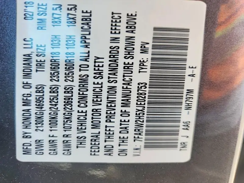2018 HONDA CR-V EX  