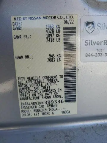 2022 NISSAN ALTIMA SV  