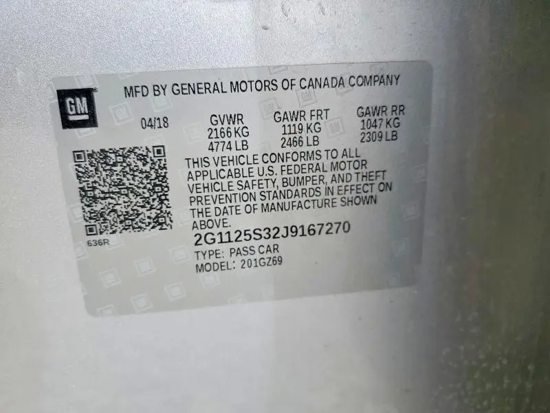 2018 CHEVROLET IMPALA   