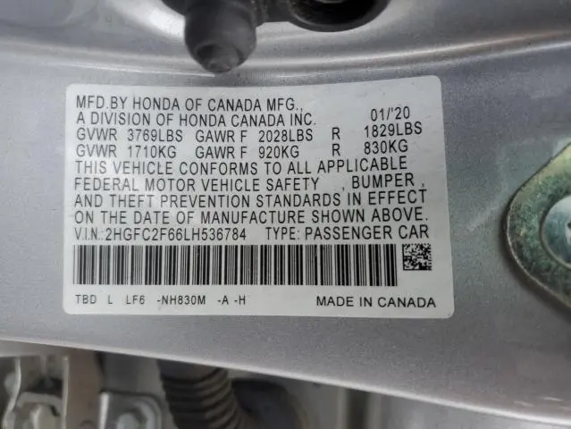2020 HONDA CIVIC LX  