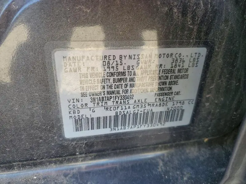 2015 NISSAN SENTRA SL  