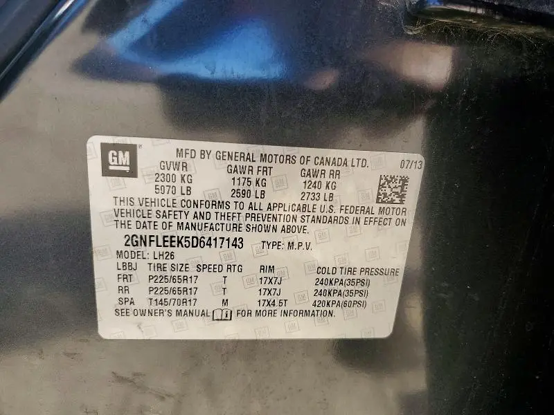 2013 CHEVROLET EQUINOX LT  