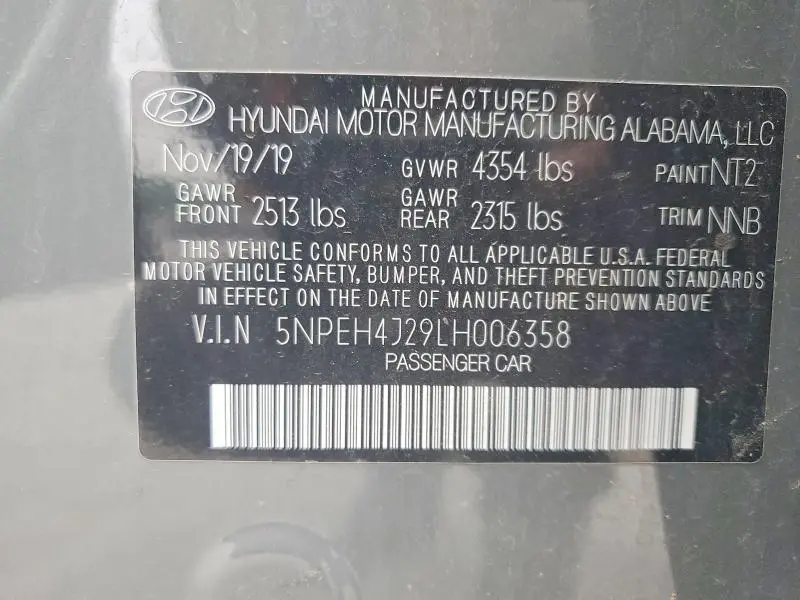 2020 HYUNDAI SONATA LIMITED  