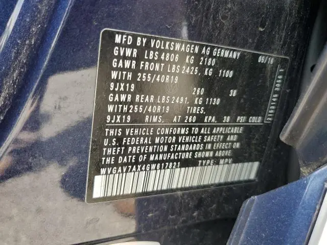 2016 VOLKSWAGEN TIGUAN S  