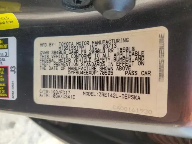 2013 TOYOTA COROLLA BASE  