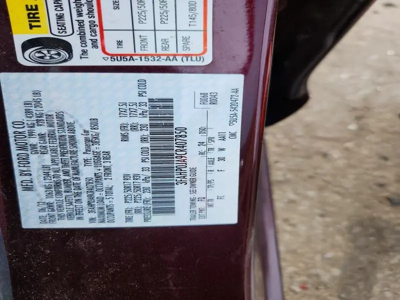 2012 FORD FUSION SEL  