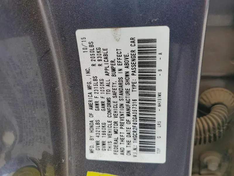 2016 HONDA ACCORD EXL  