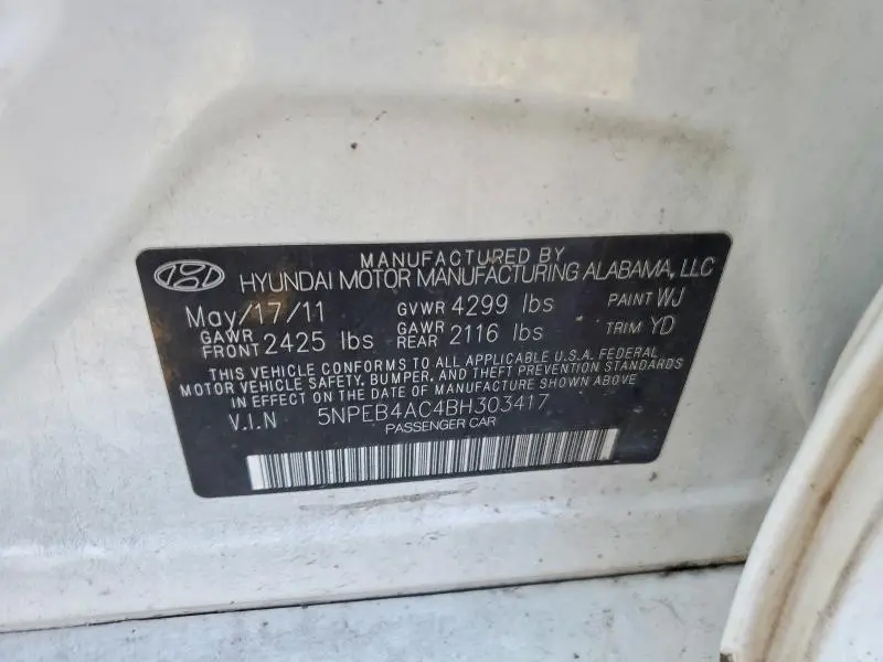 2011 HYUNDAI SONATA GLS  